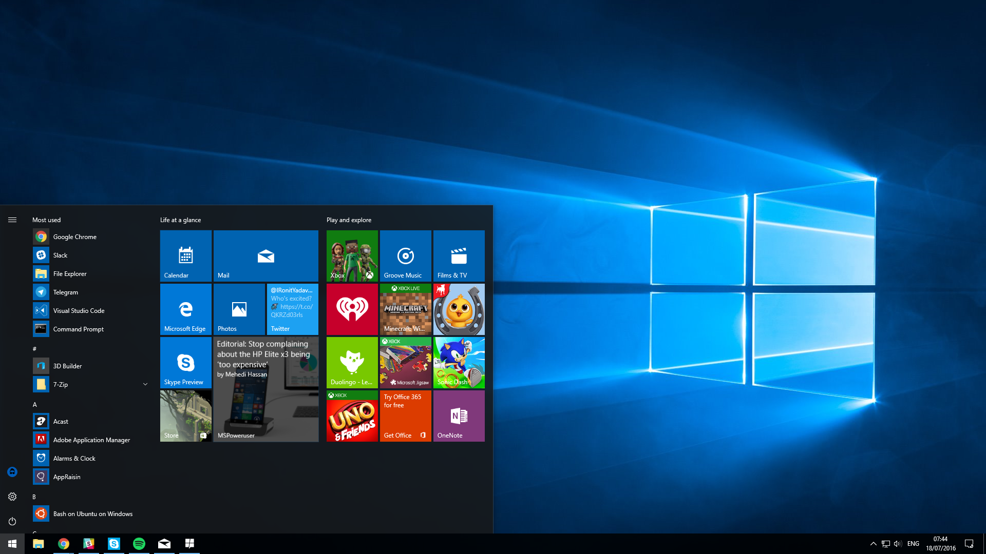 Zrzut ekranu Windows 10