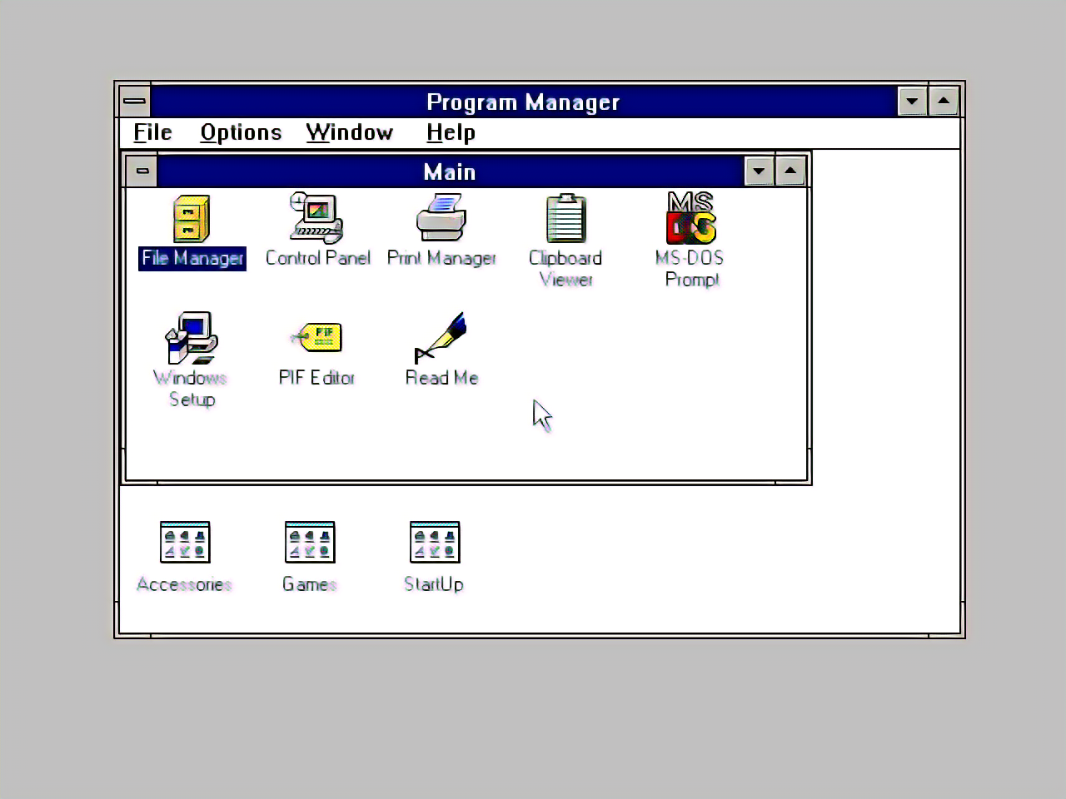 Zrzut ekranu Windows 3.1