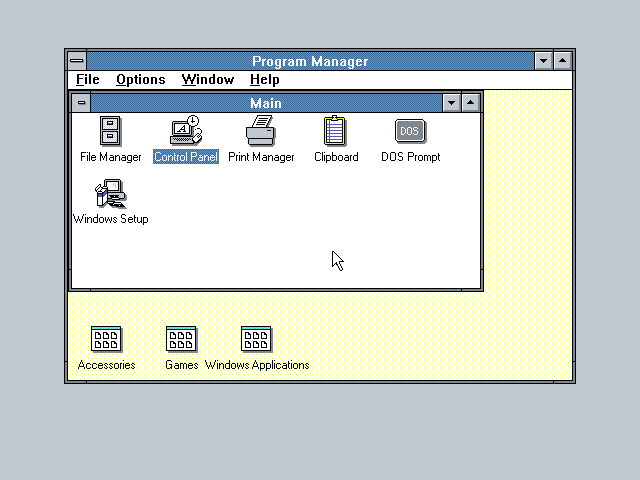 Zrzut ekranu Windows 3.0